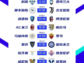 今日意甲烽火再燃，完整赛程表与看点前瞻